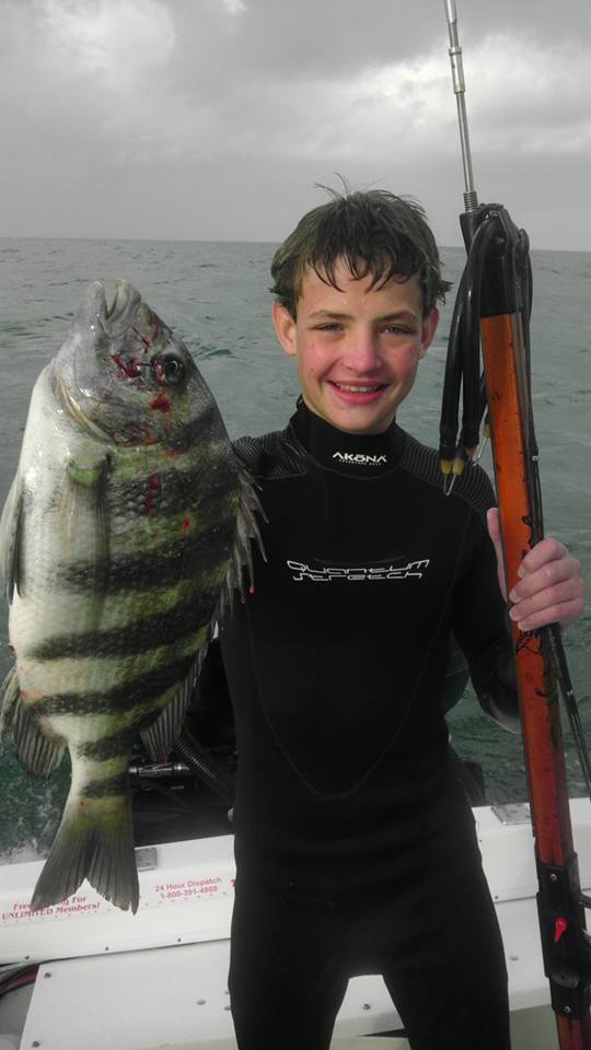 Youth spearfishing Sheepshead